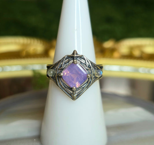 Lavender Moon Quartz Elven Ring