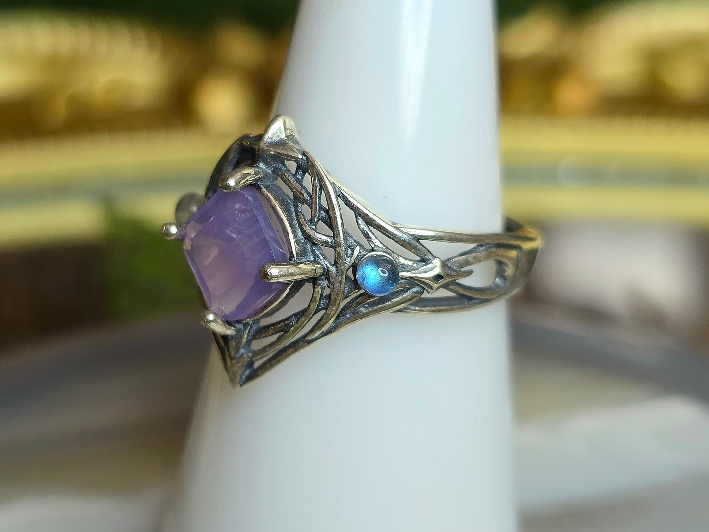 Lavender Moon Quartz Elven Ring