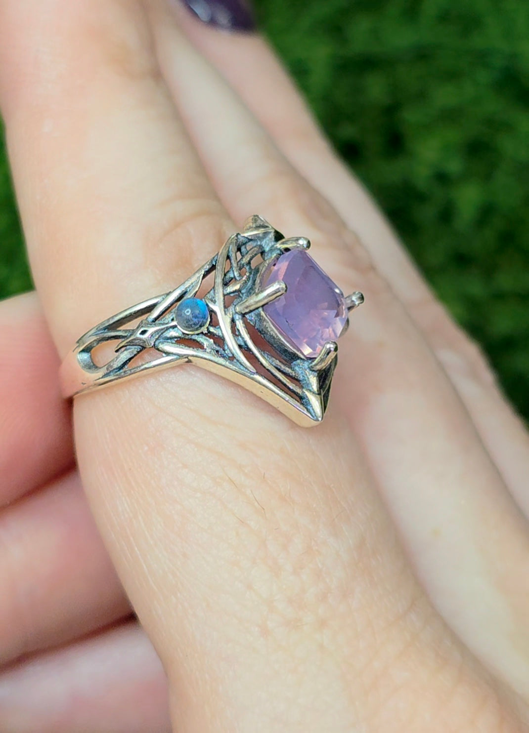 Lavender Moon Quartz Elven Ring