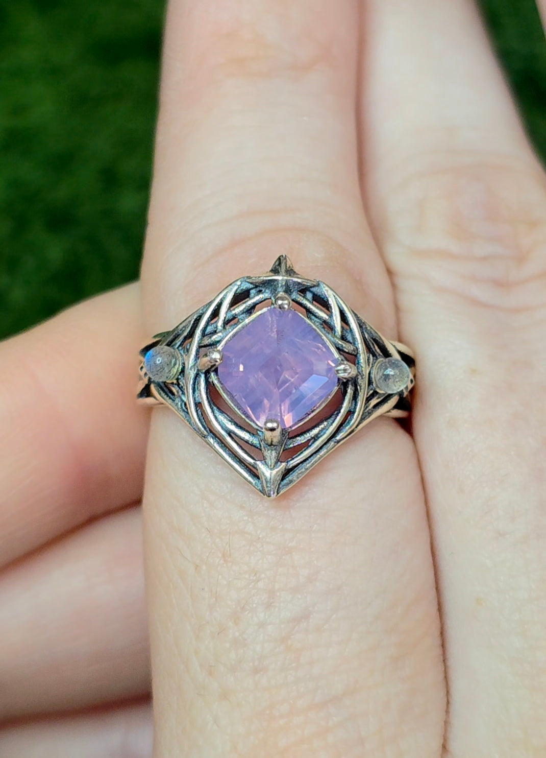 Lavender Moon Quartz Elven Ring