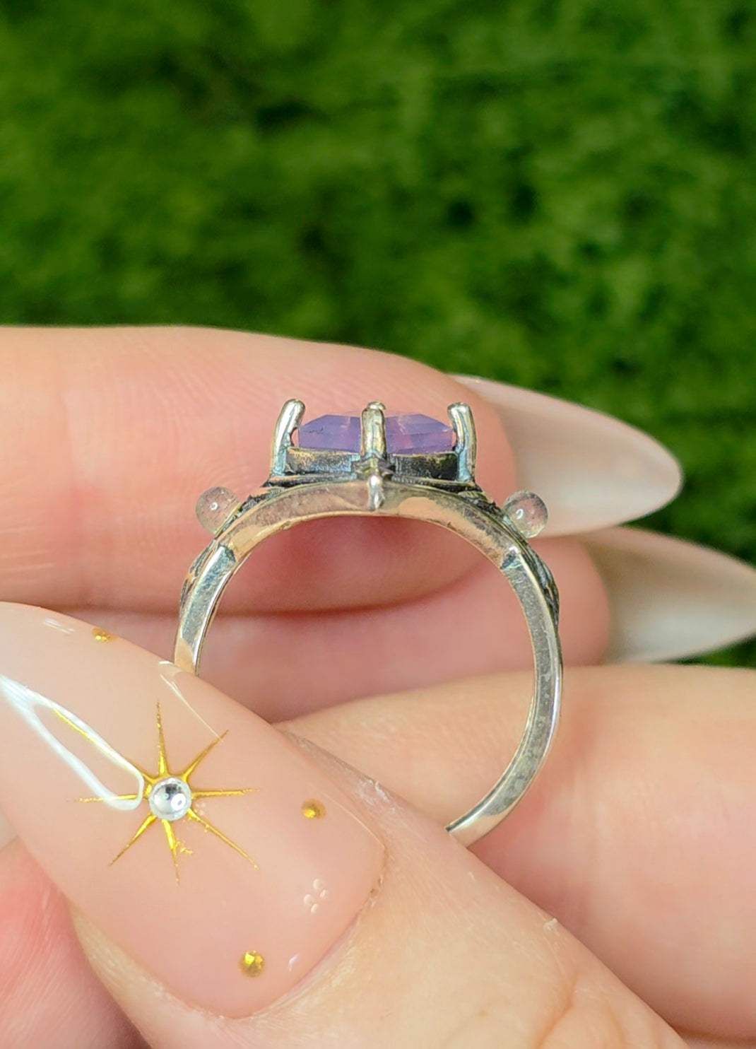 Lavender Moon Quartz Elven Ring