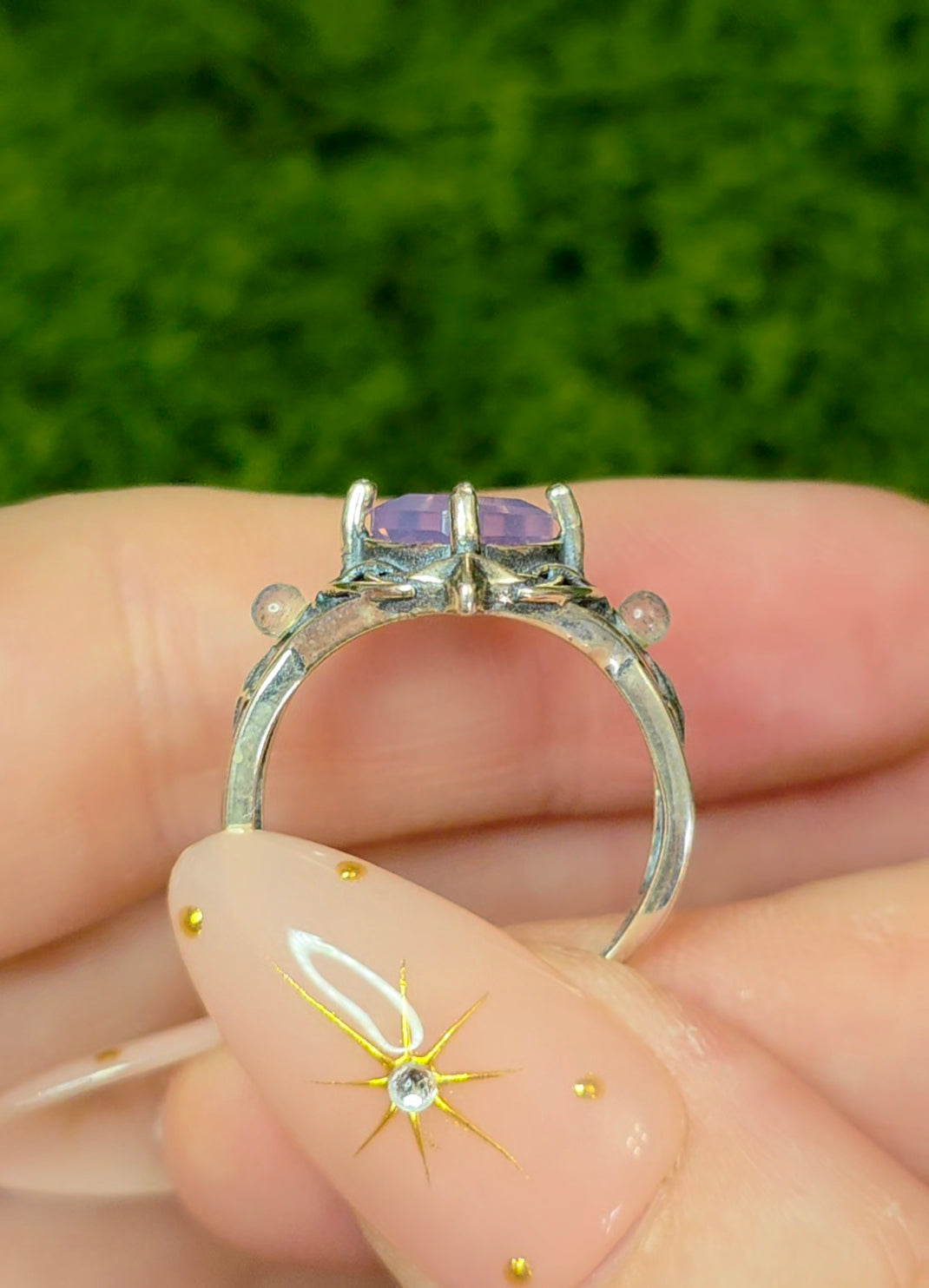 Lavender Moon Quartz Elven Ring