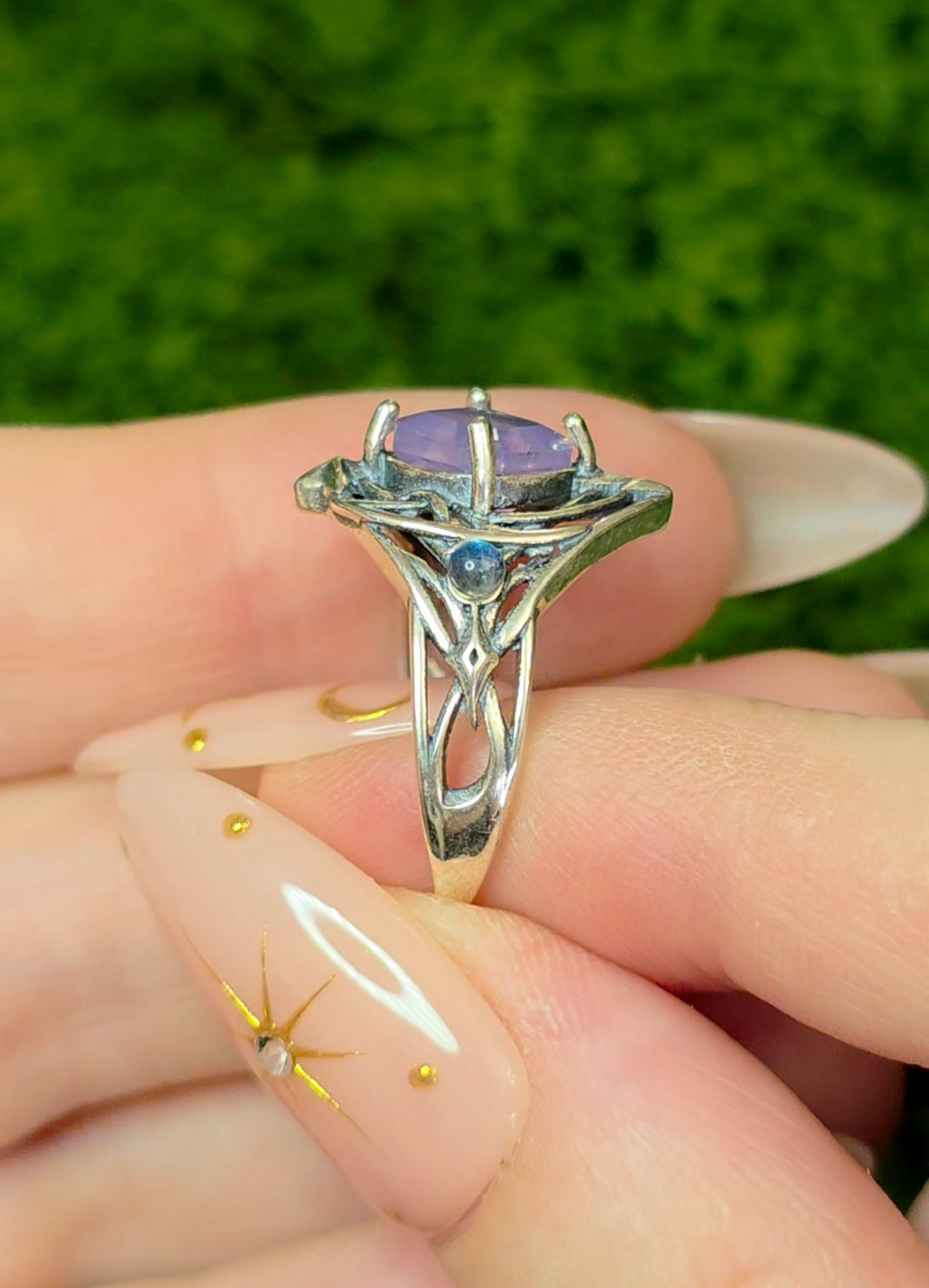 Lavender Moon Quartz Elven Ring