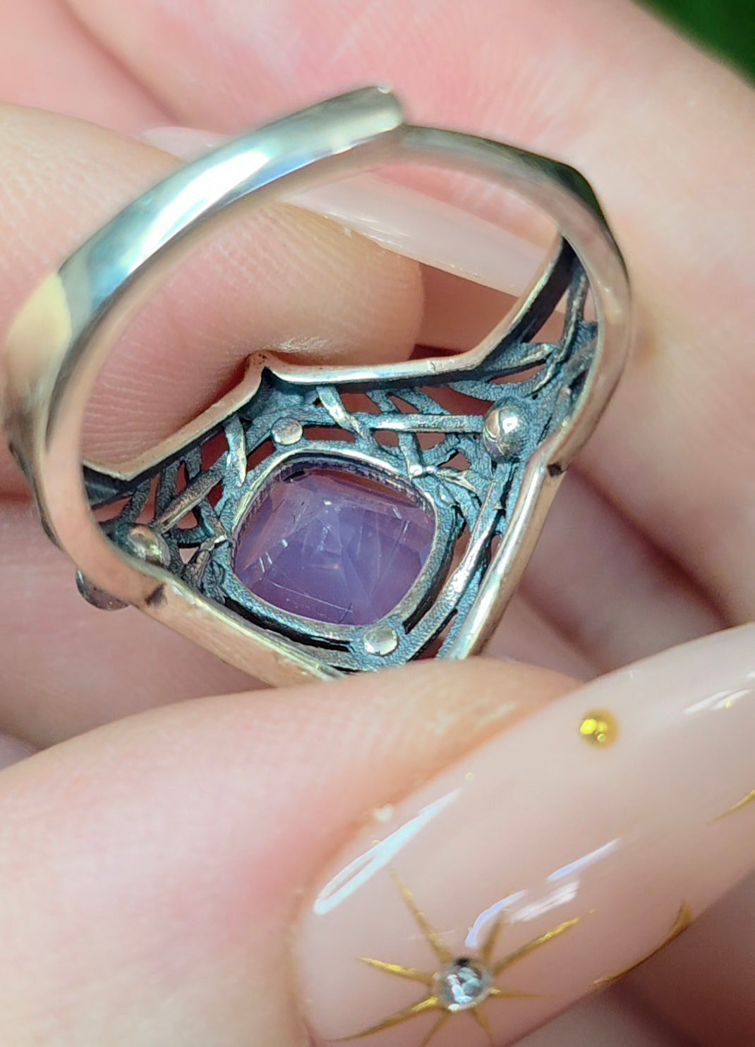Lavender Moon Quartz Elven Ring