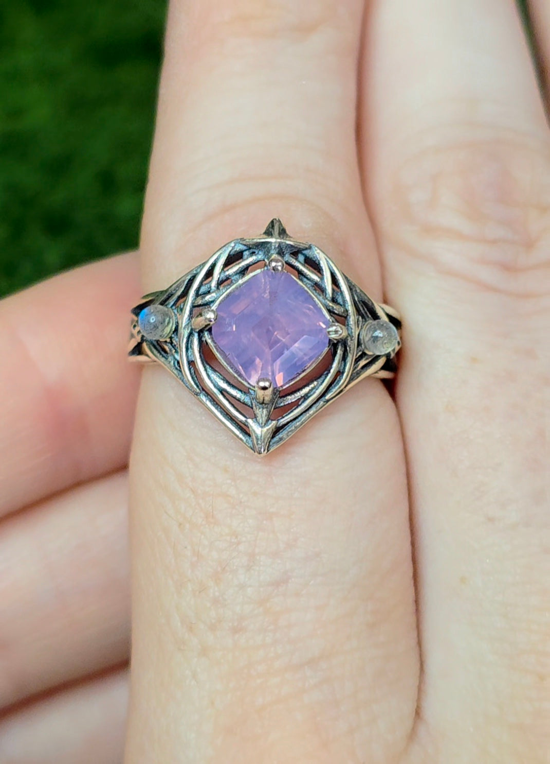 Lavender Moon Quartz Elven Ring