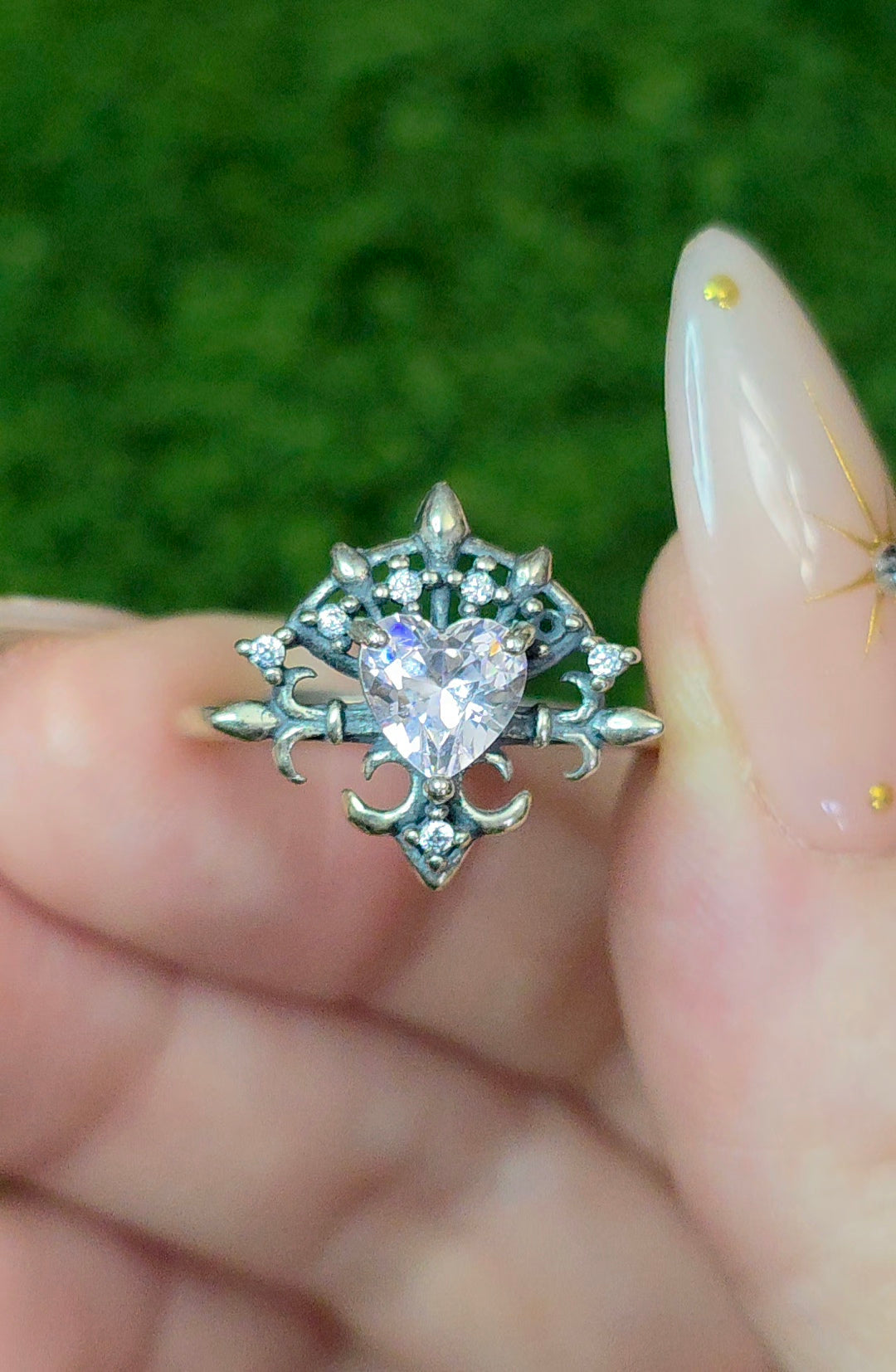 Pink Moissanite Heart Ring
