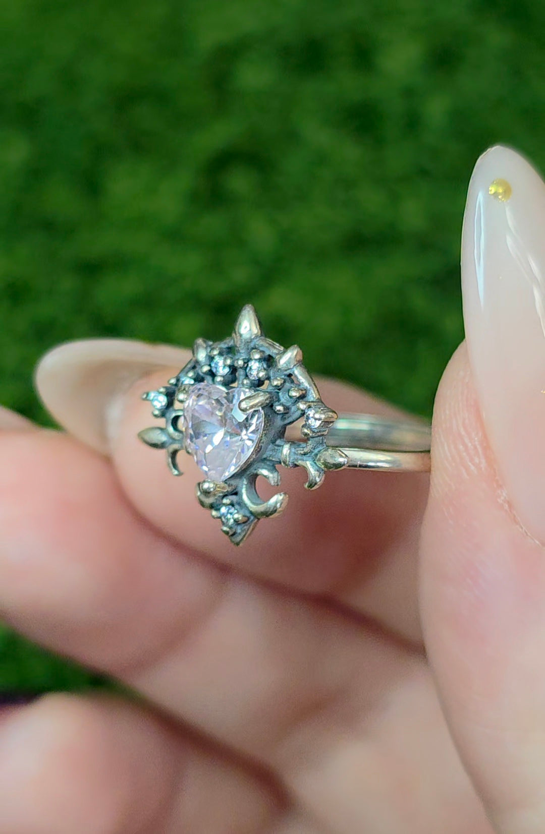 Pink Moissanite Heart Ring