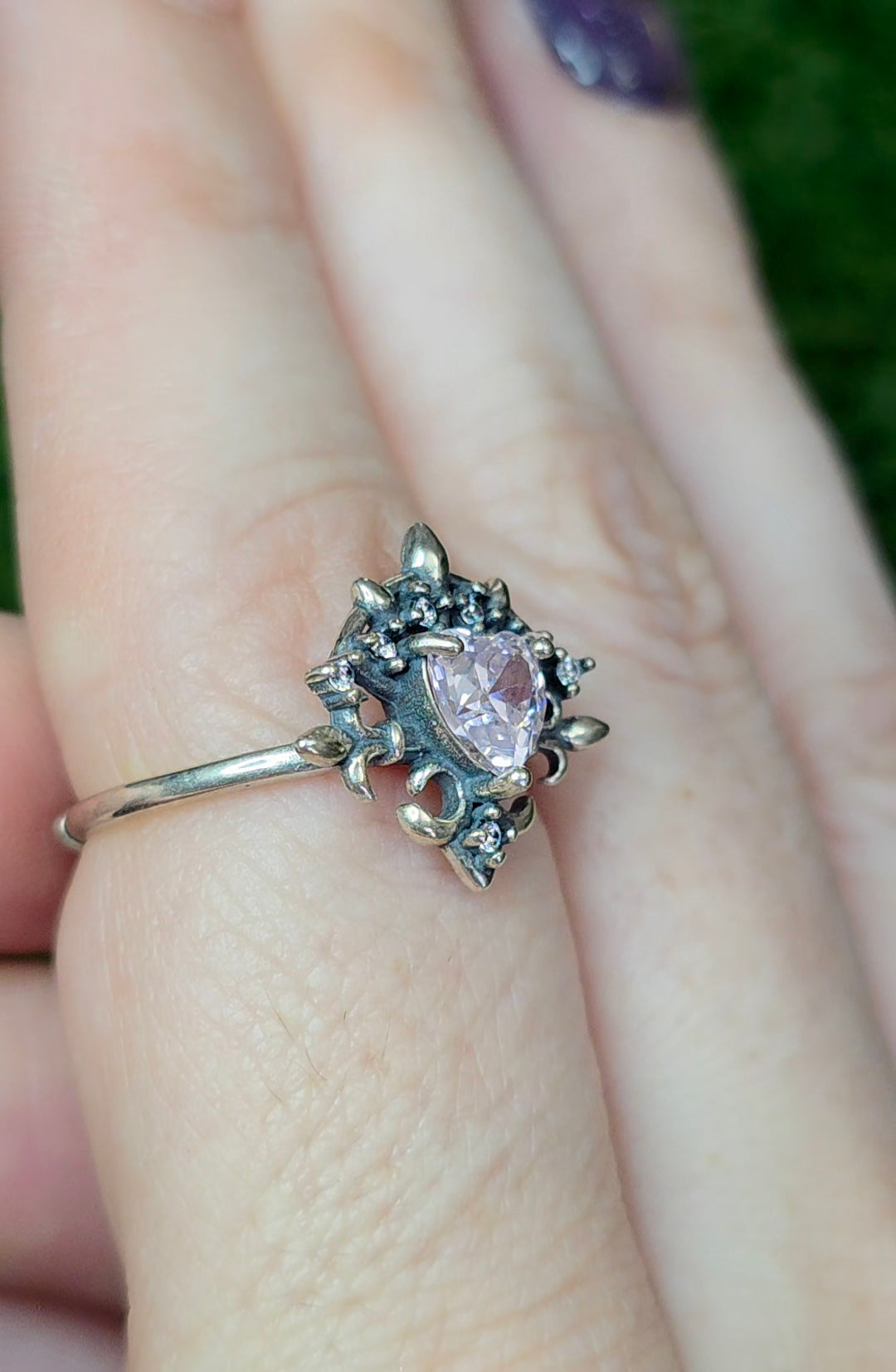 Pink Moissanite Heart Ring