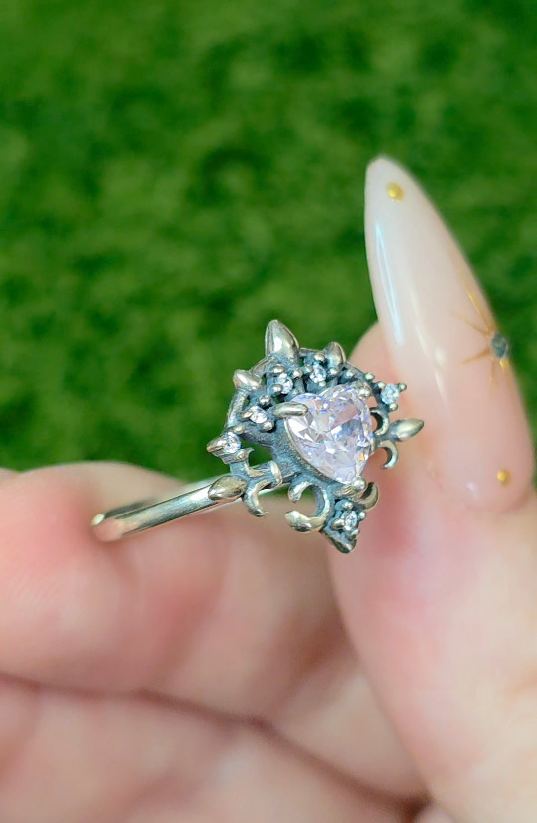 Pink Moissanite Heart Ring