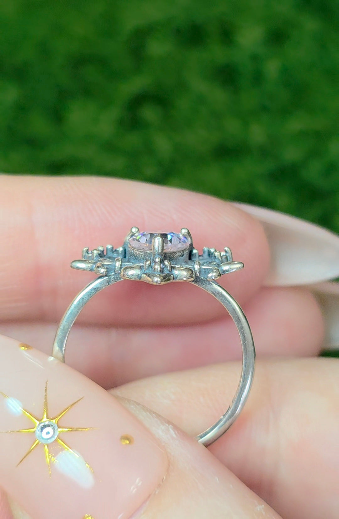 Pink Moissanite Heart Ring