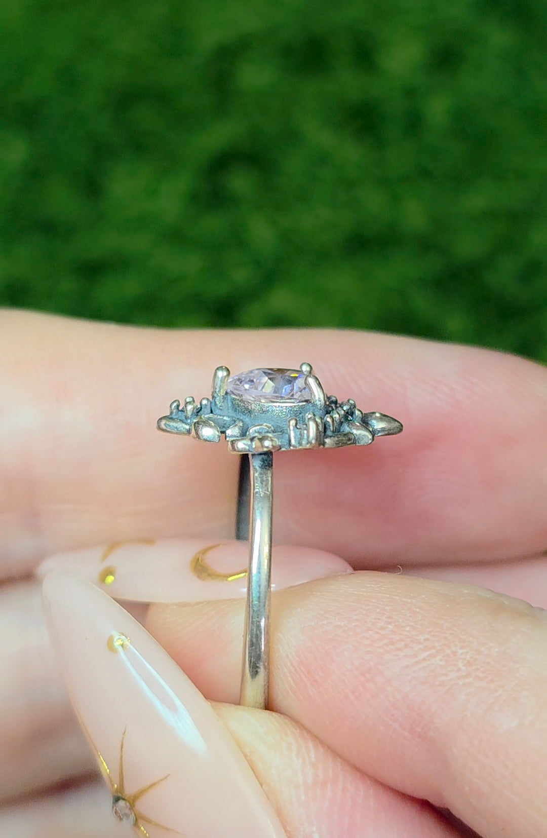 Pink Moissanite Heart Ring