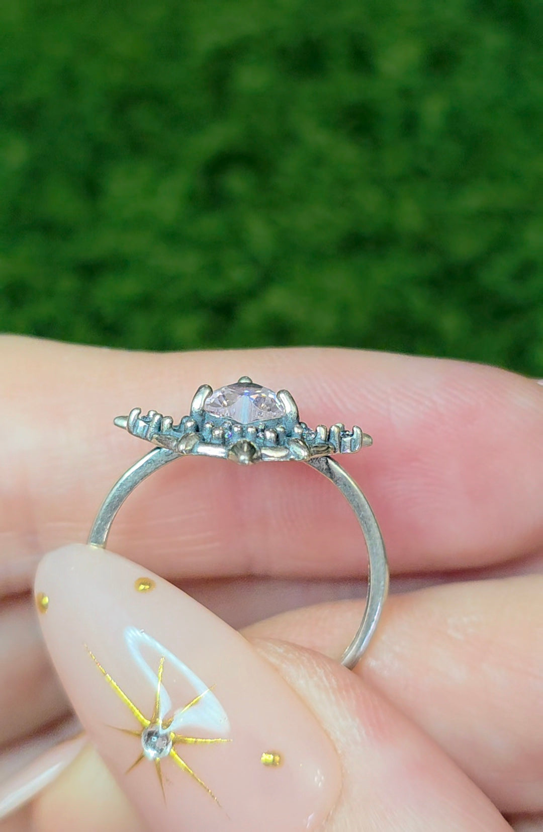 Pink Moissanite Heart Ring