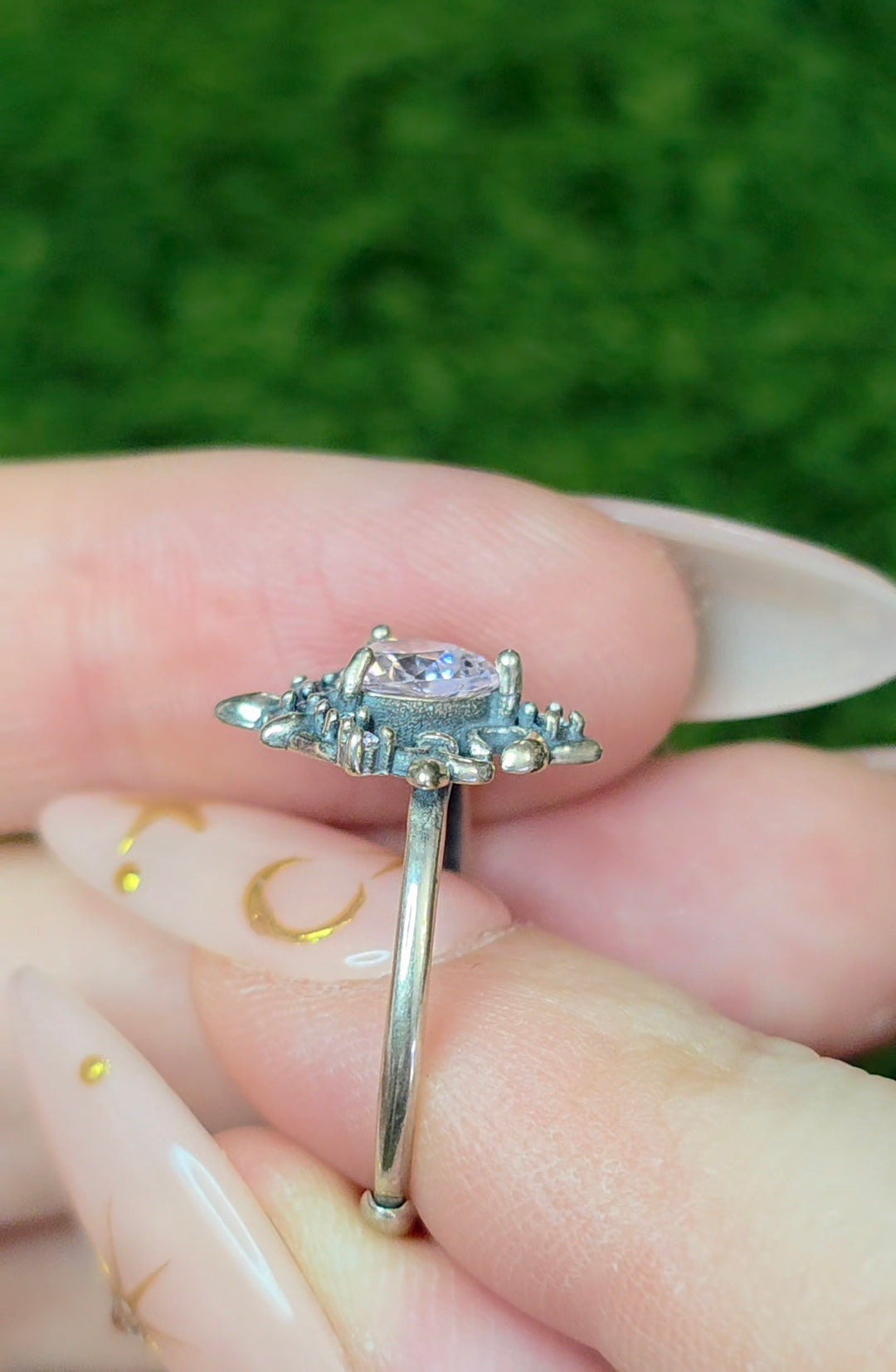Pink Moissanite Heart Ring
