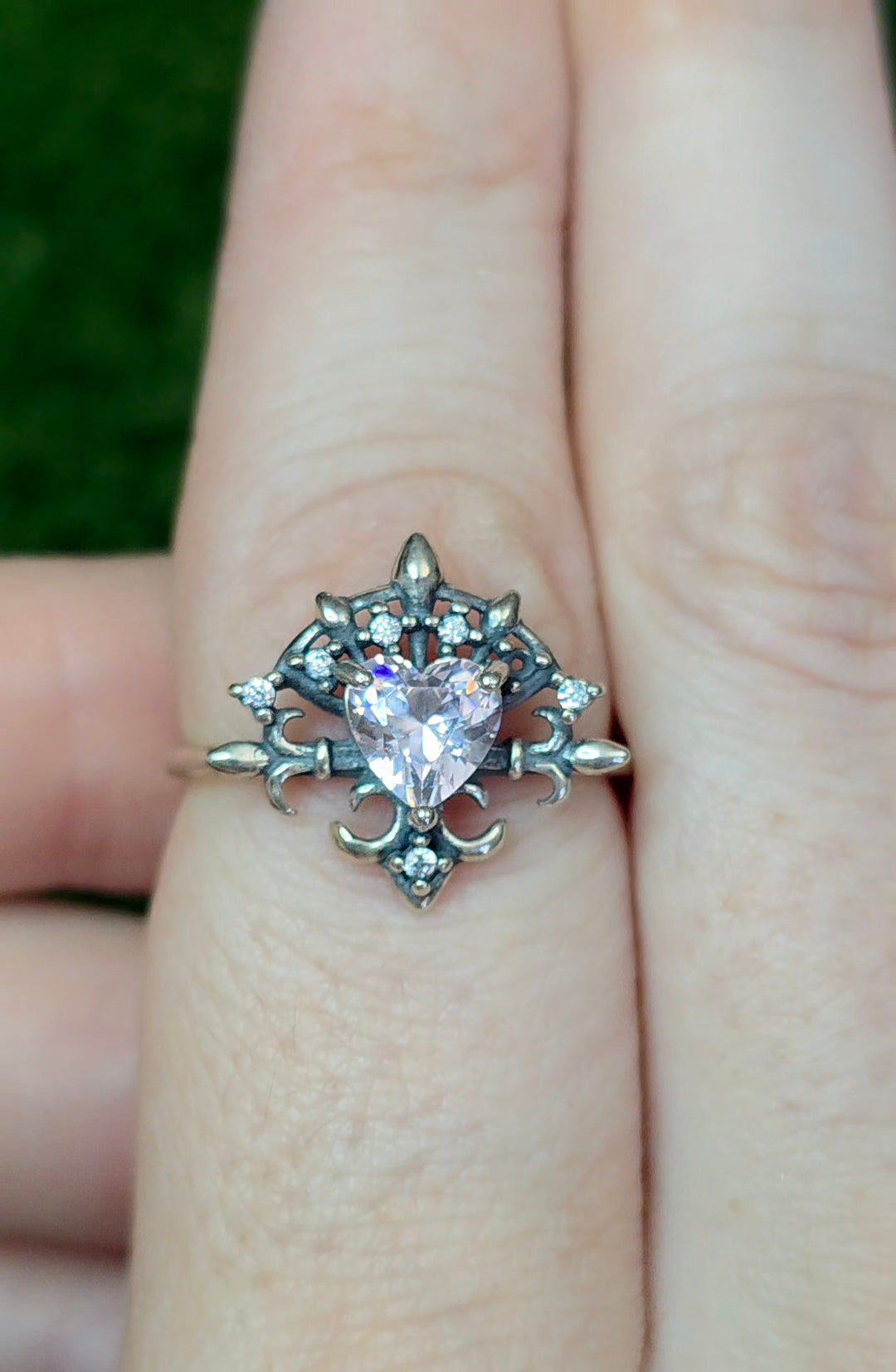 Pink Moissanite Heart Ring