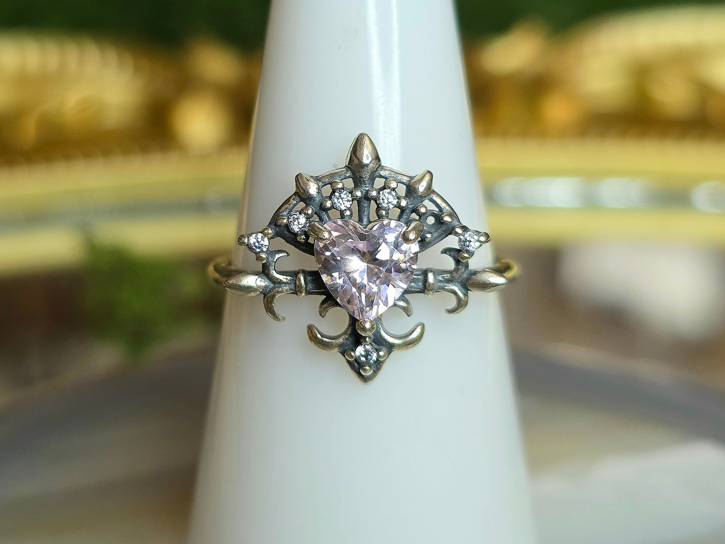 Pink Moissanite Heart Ring
