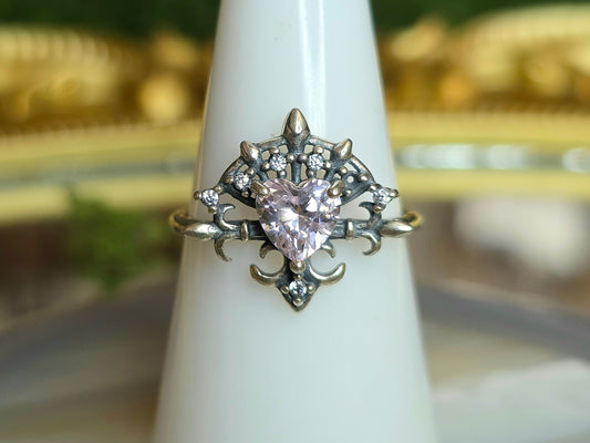 Pink Moissanite Heart Ring