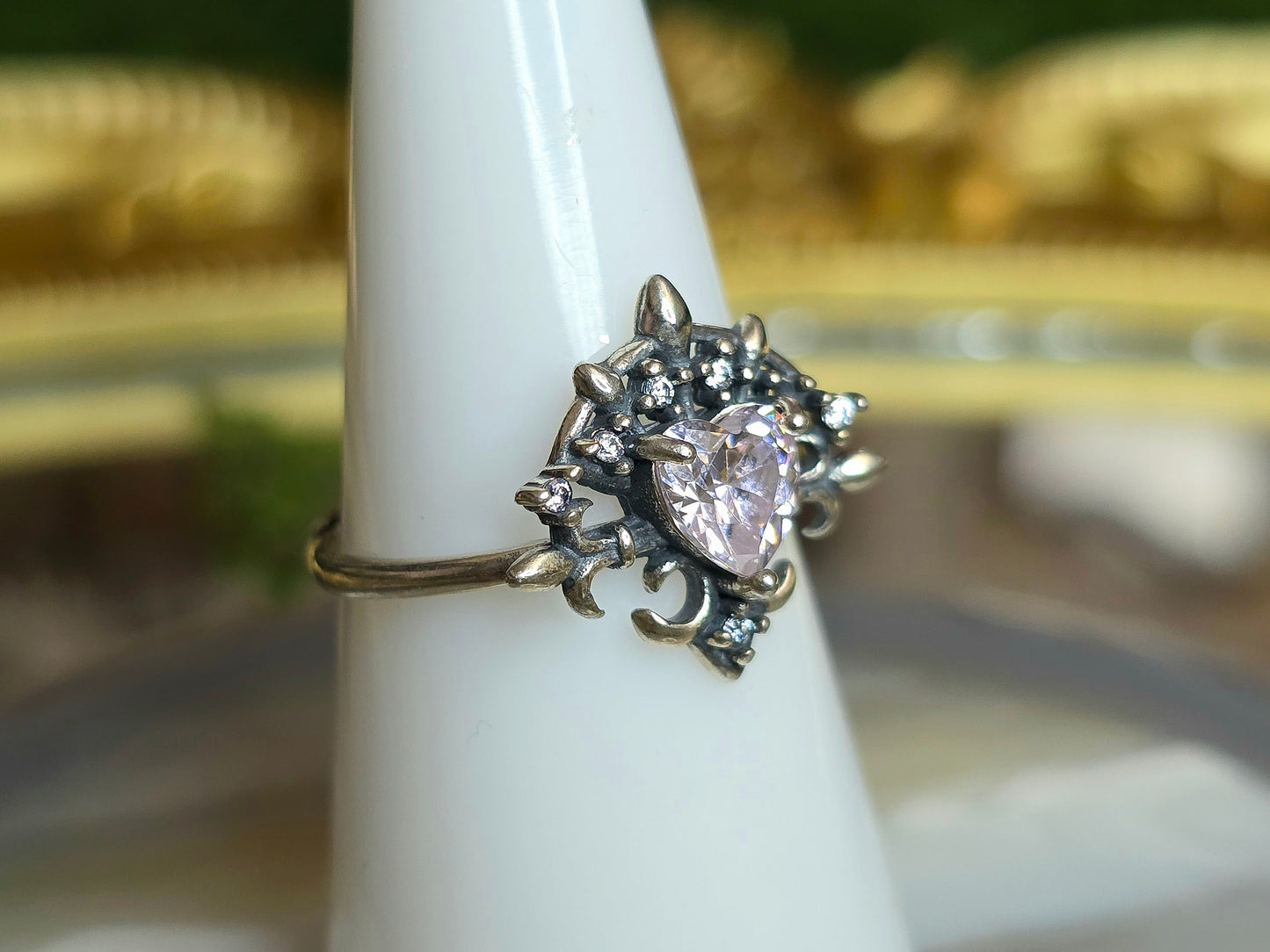 Pink Moissanite Heart Ring