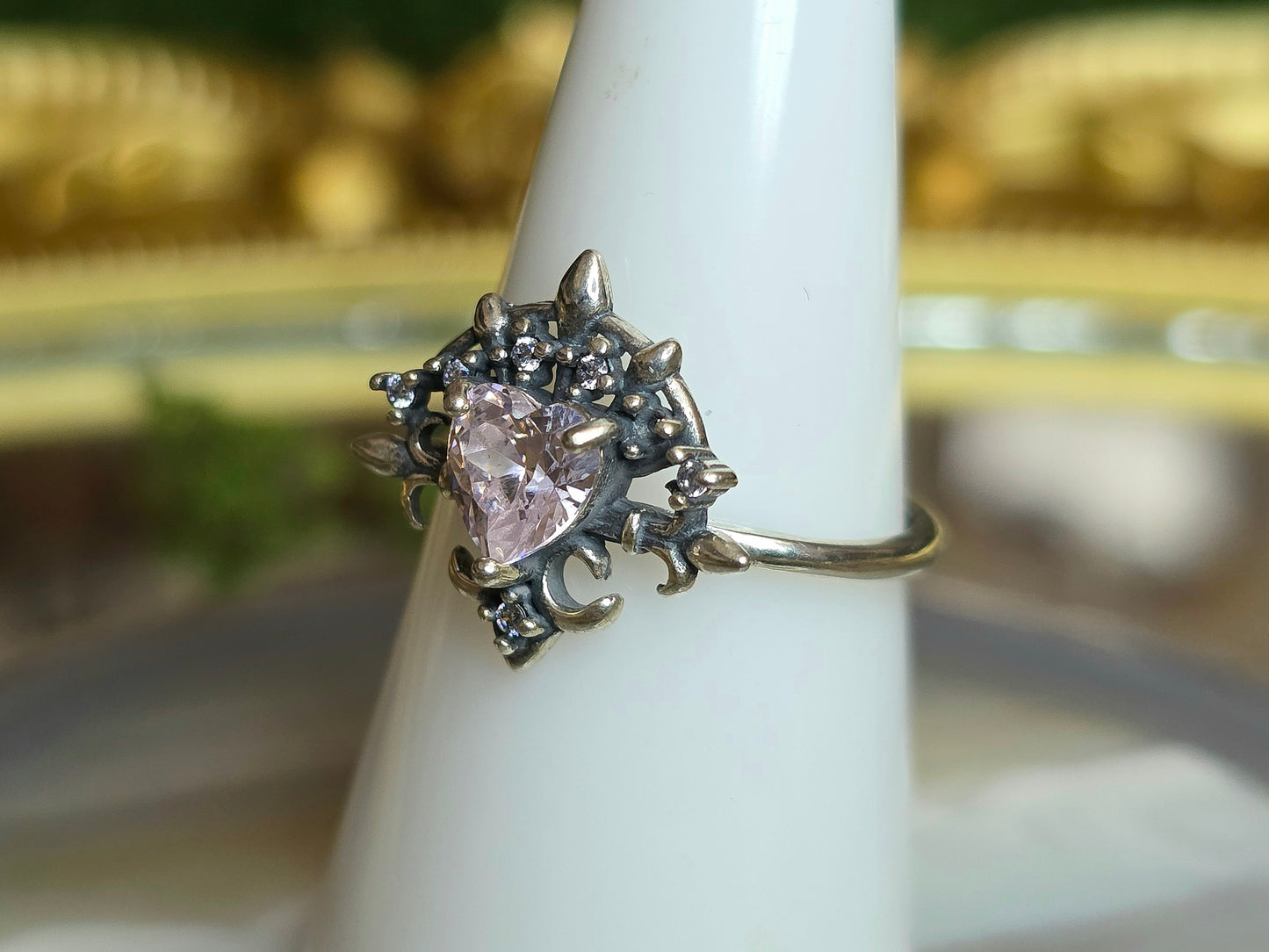 Pink Moissanite Heart Ring