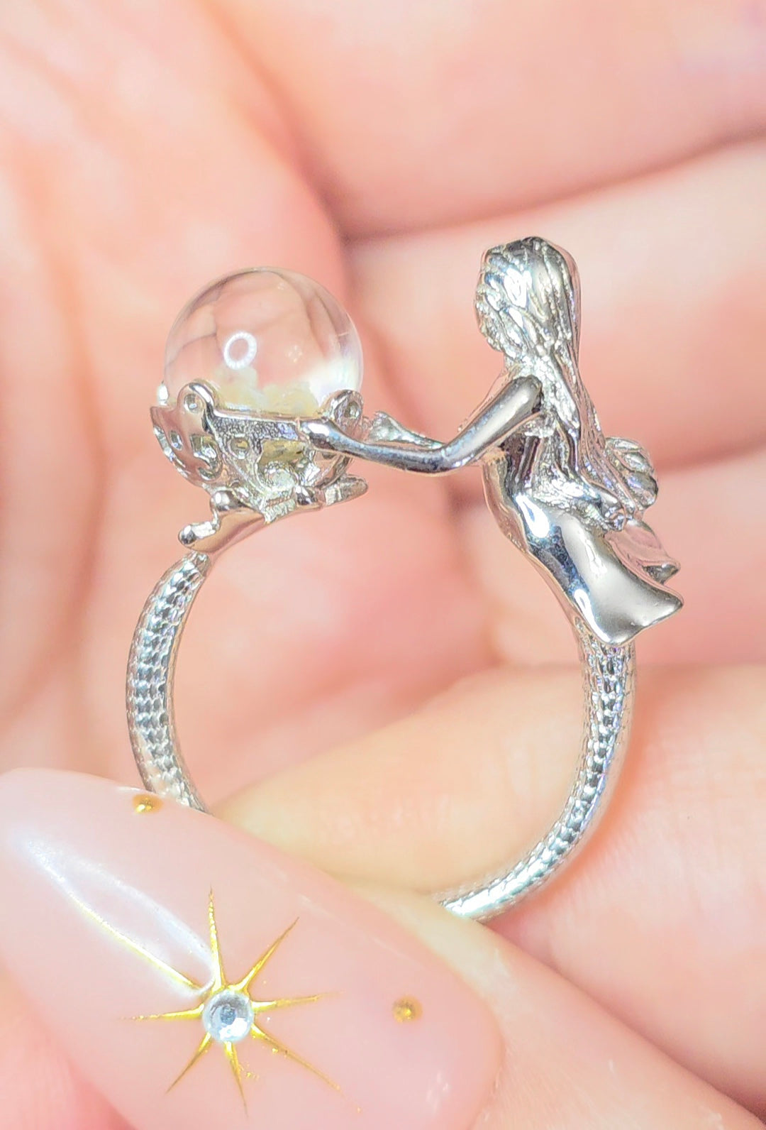 White Garden Quartz Mermaid Ring B
