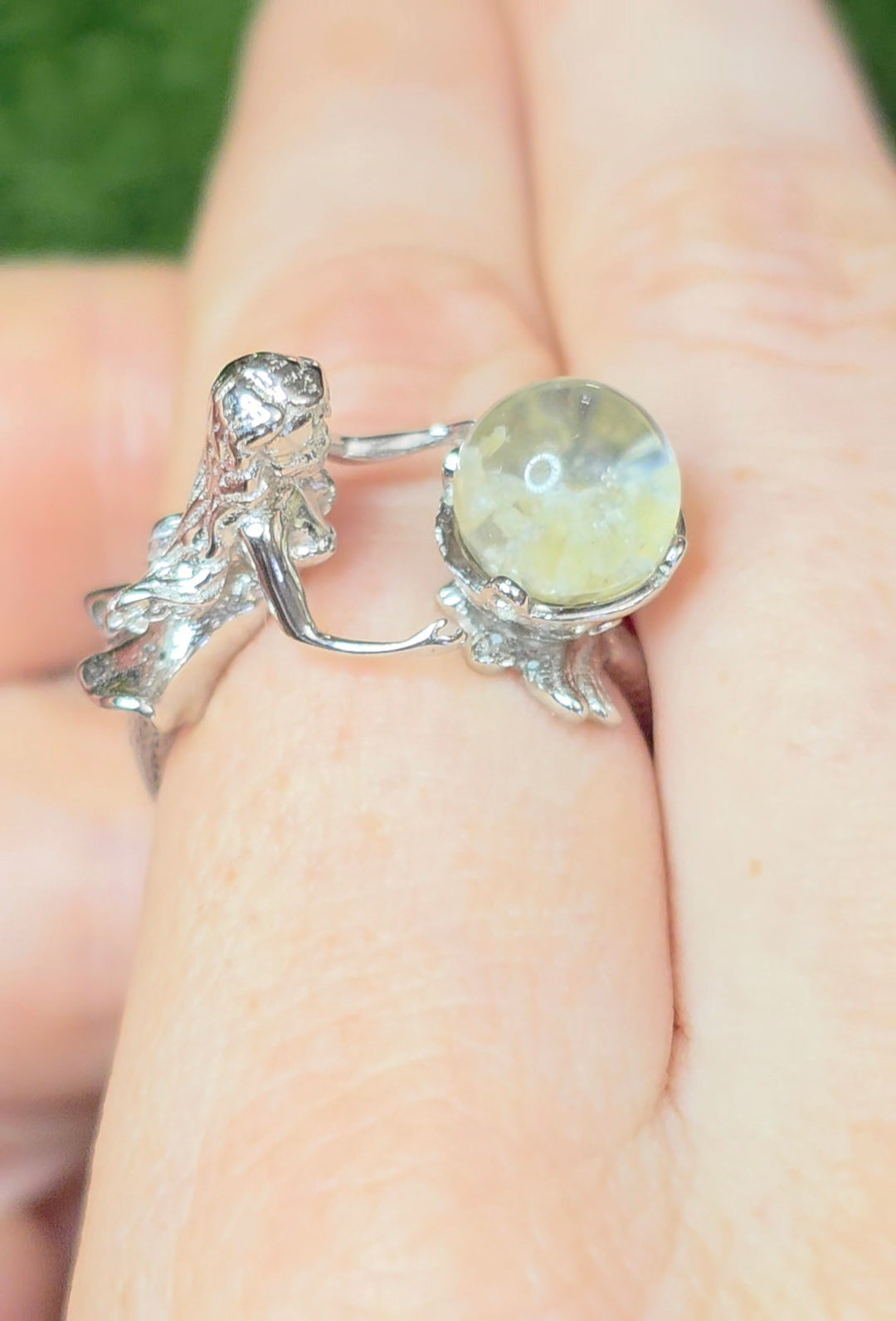 White Garden Quartz Mermaid Ring B