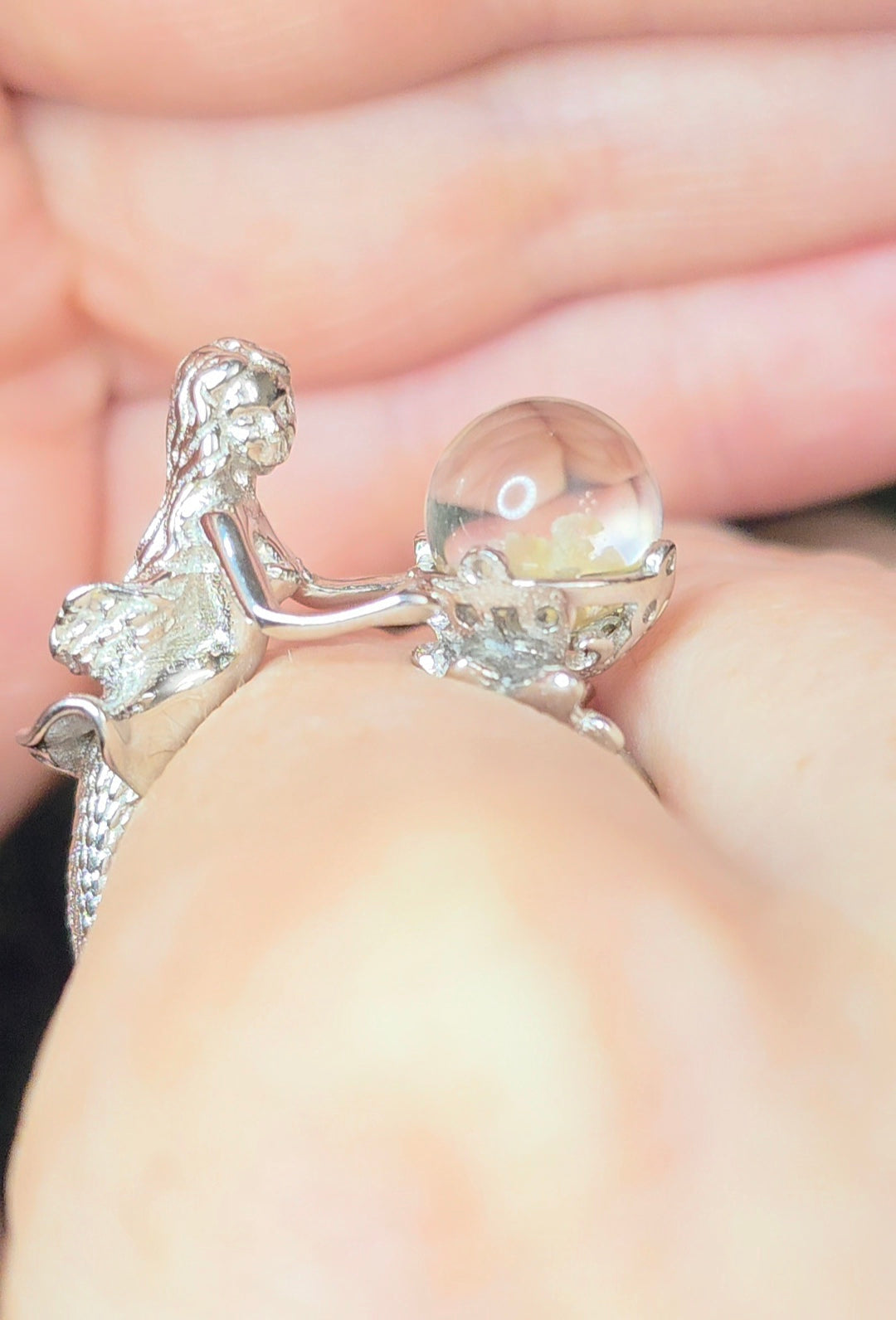 White Garden Quartz Mermaid Ring B
