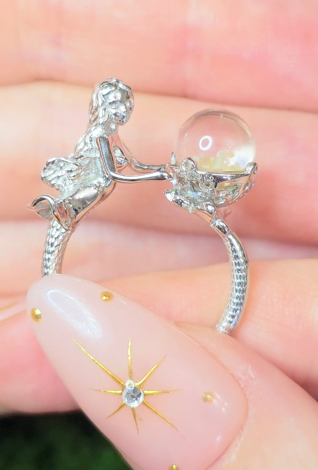 White Garden Quartz Mermaid Ring B