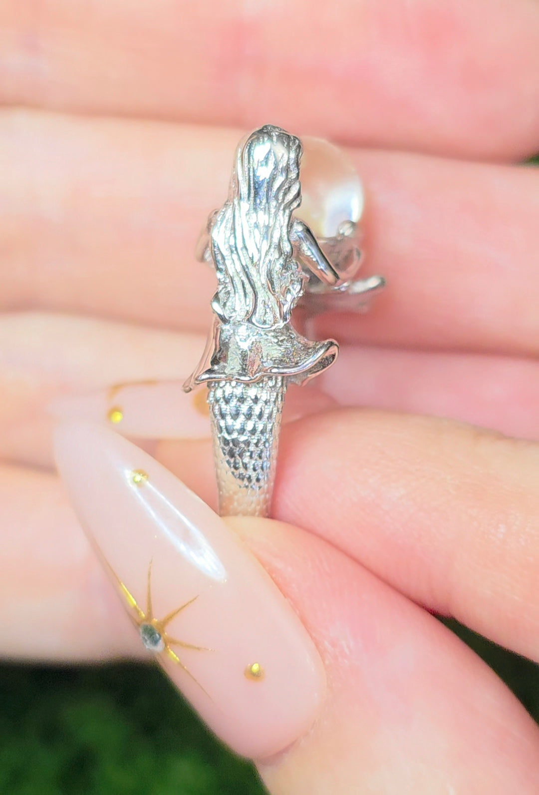 White Garden Quartz Mermaid Ring B