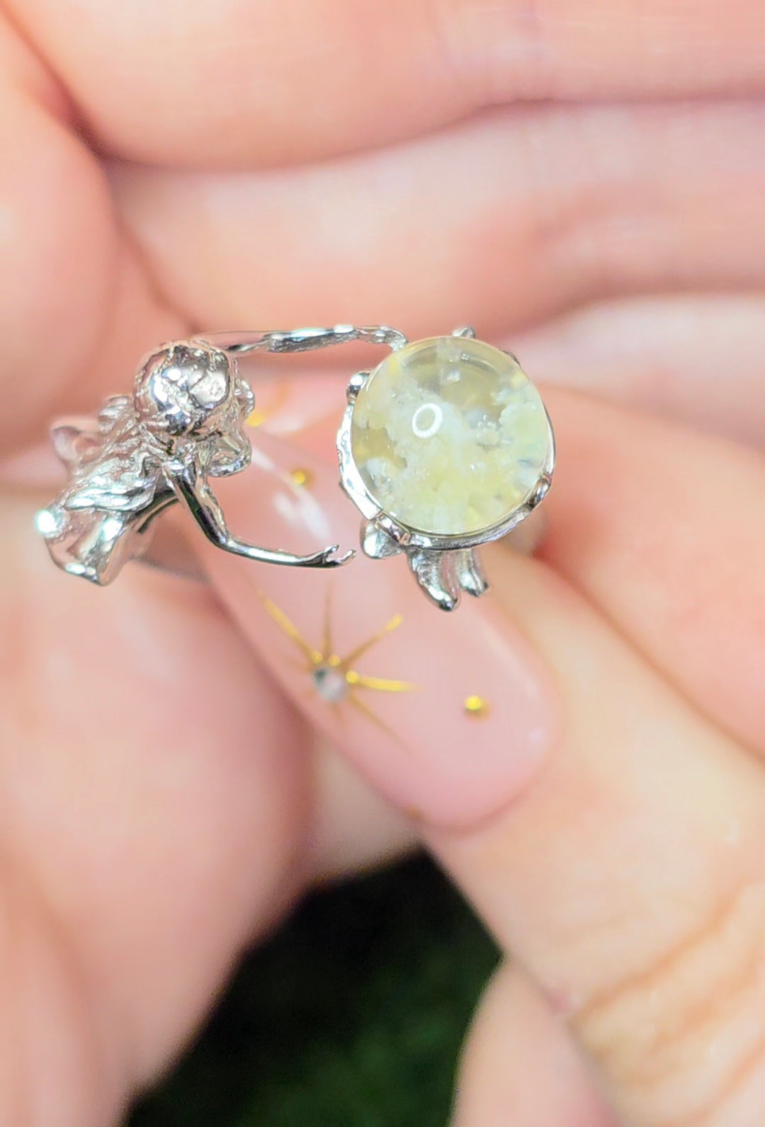 White Garden Quartz Mermaid Ring B