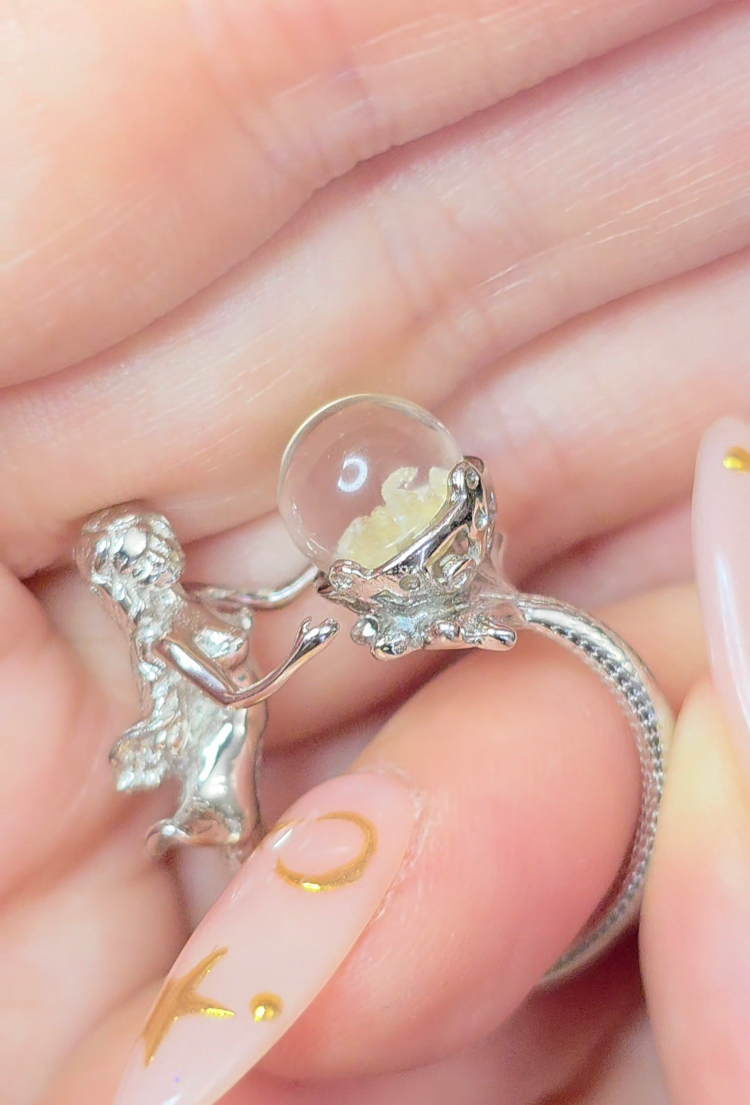 White Garden Quartz Mermaid Ring B