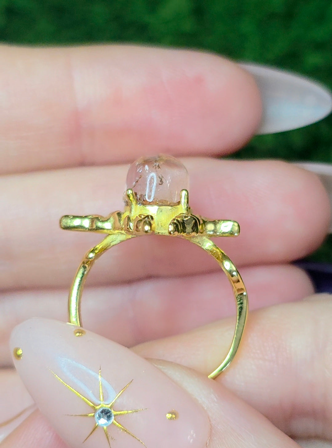 Orange Garden Quartz Assymetrical Ring