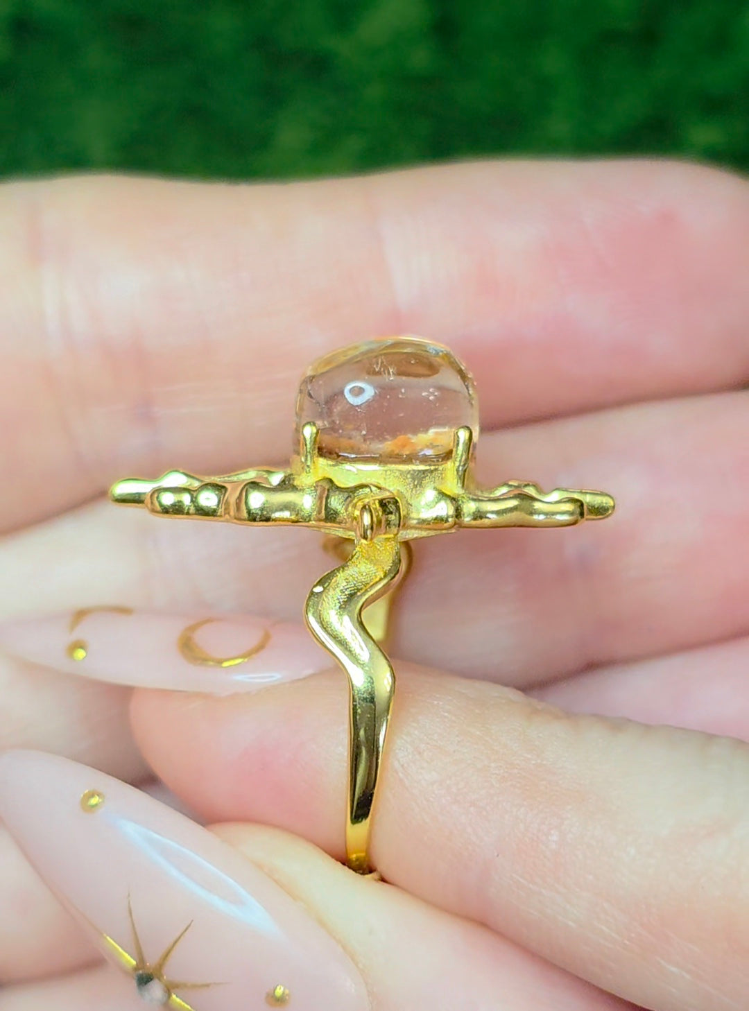 Orange Garden Quartz Assymetrical Ring