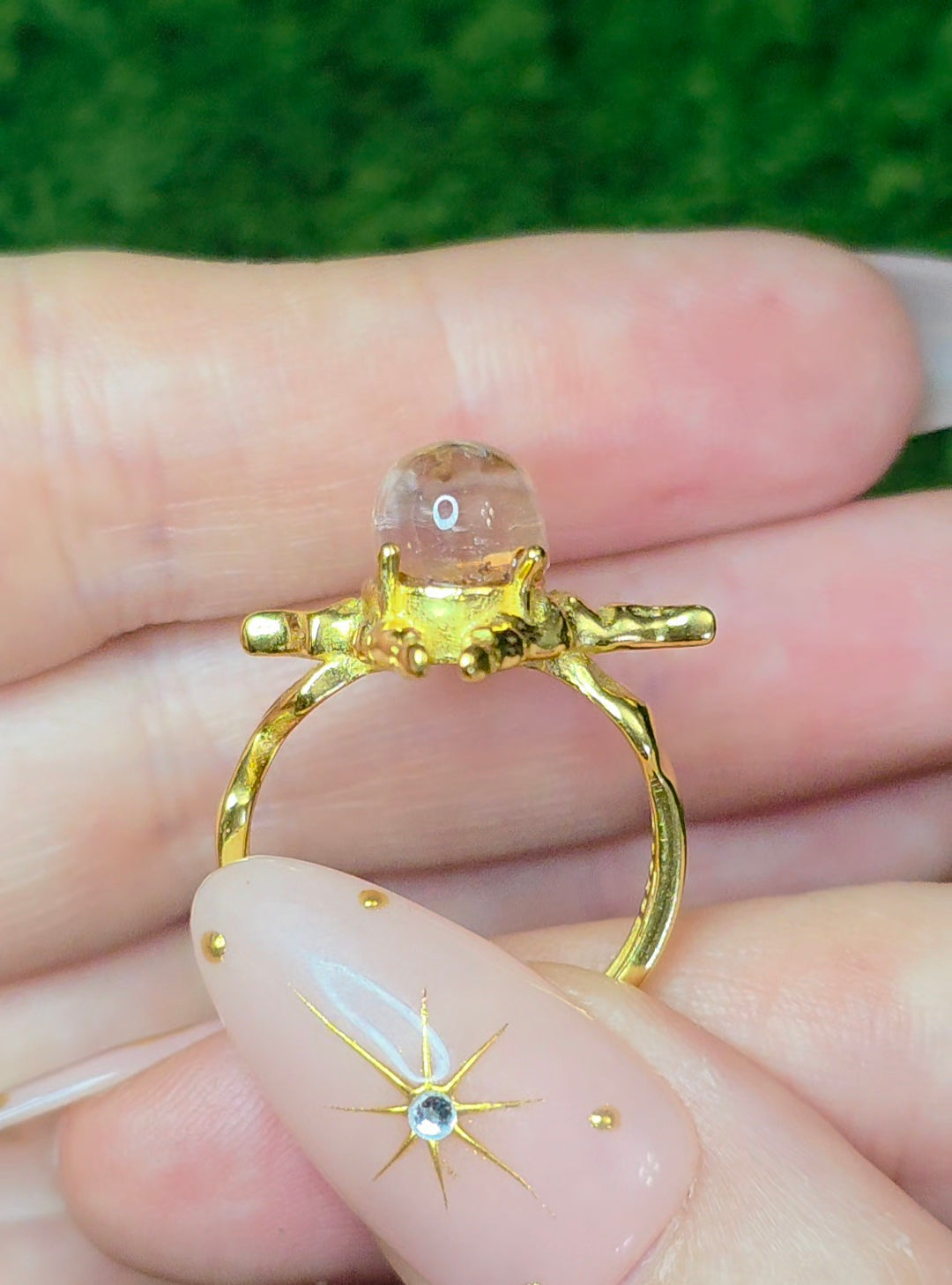 Orange Garden Quartz Assymetrical Ring