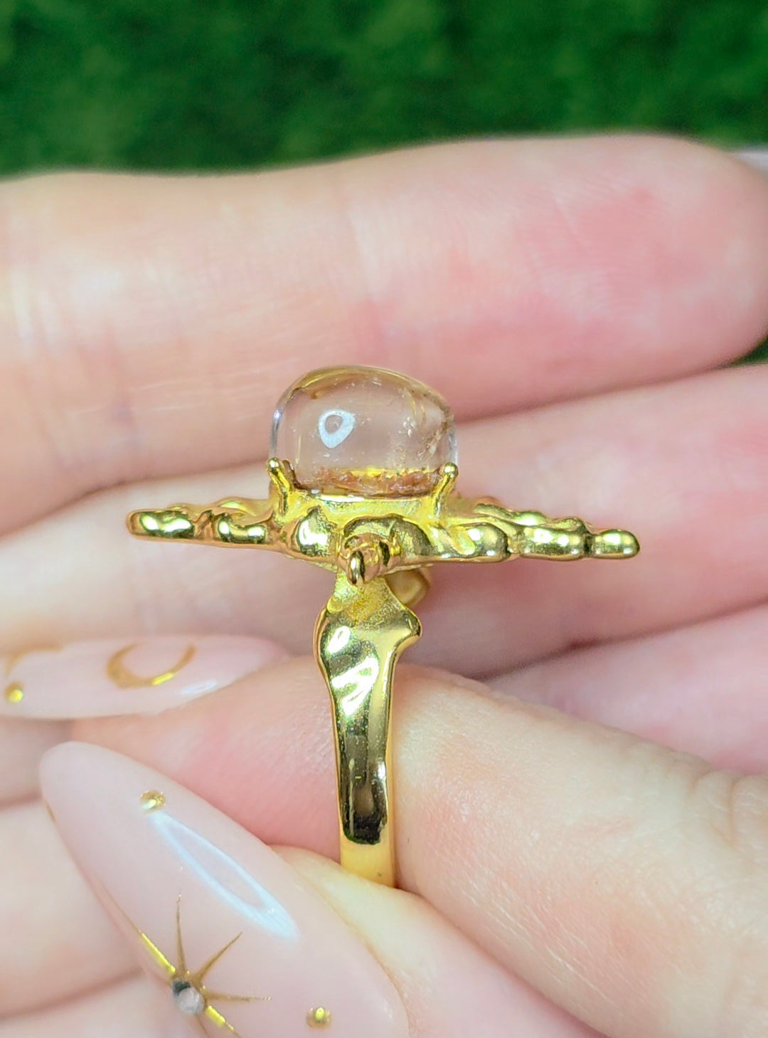 Orange Garden Quartz Assymetrical Ring