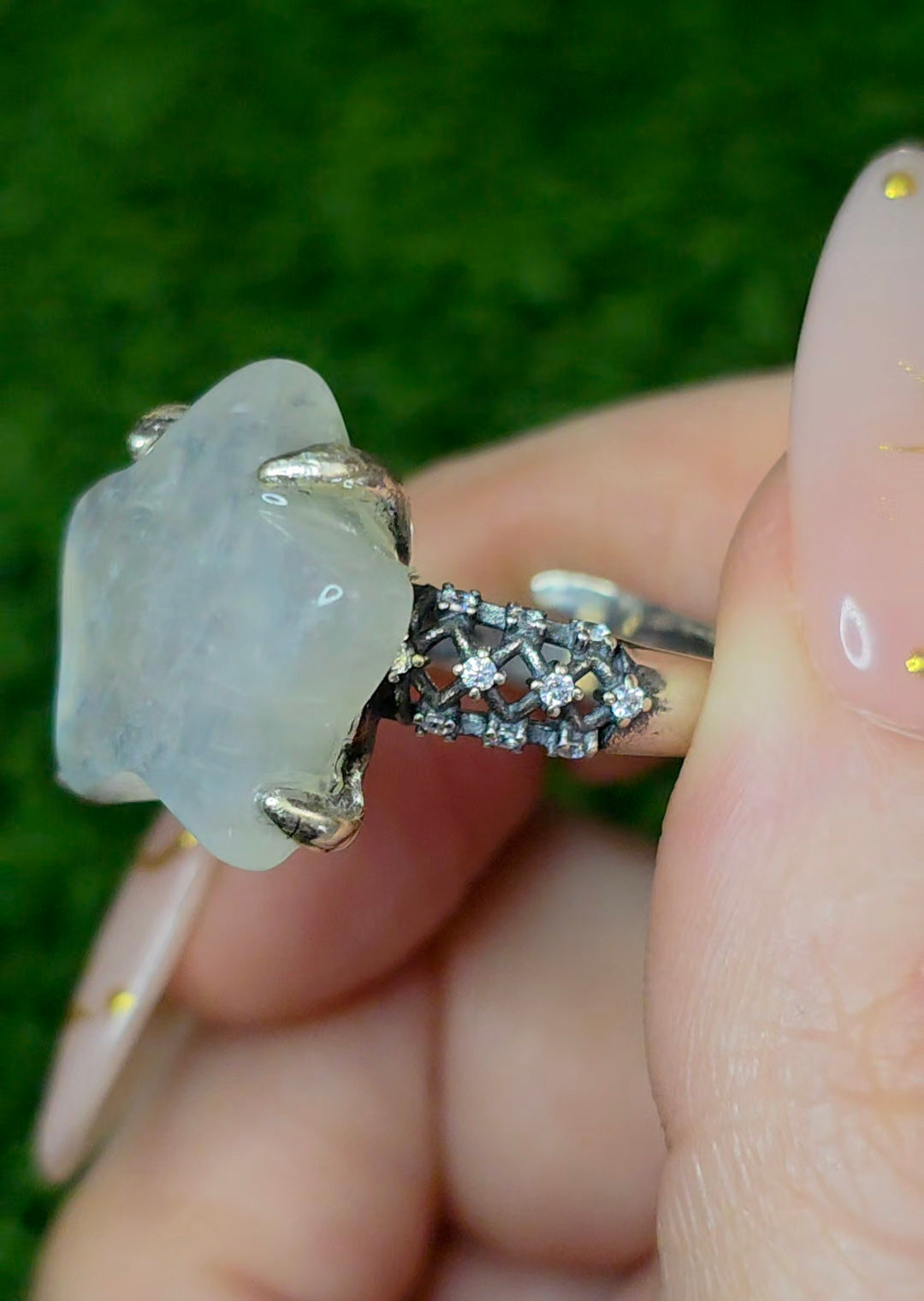 Rainbow Moonstone Star Ring A