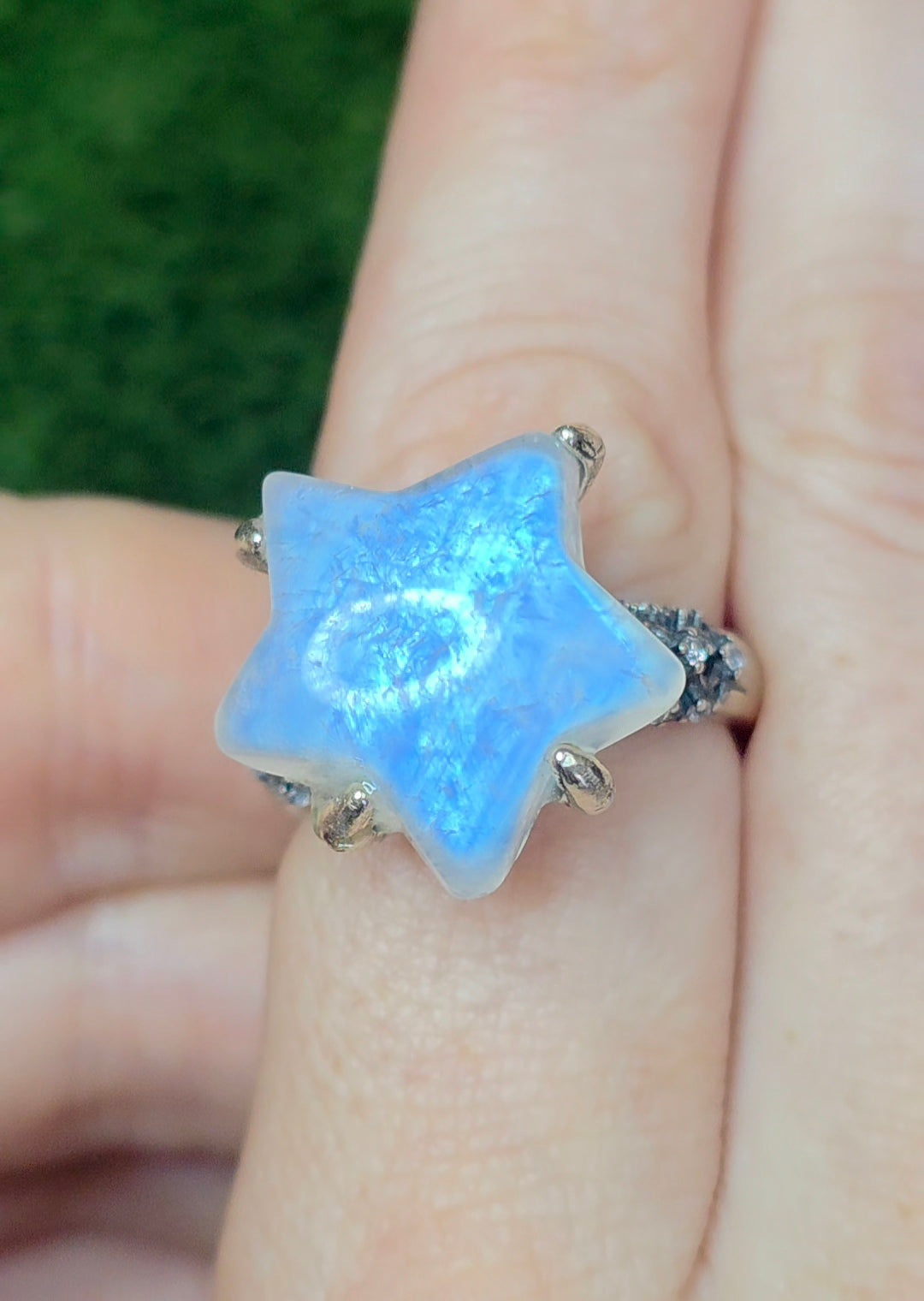 Rainbow Moonstone Star Ring A