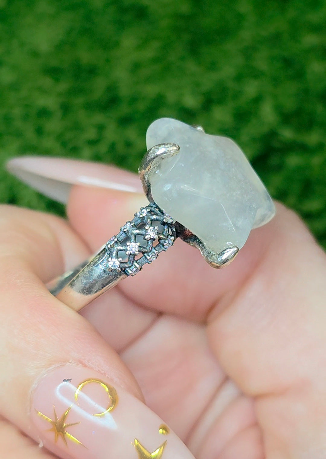 Rainbow Moonstone Star Ring A