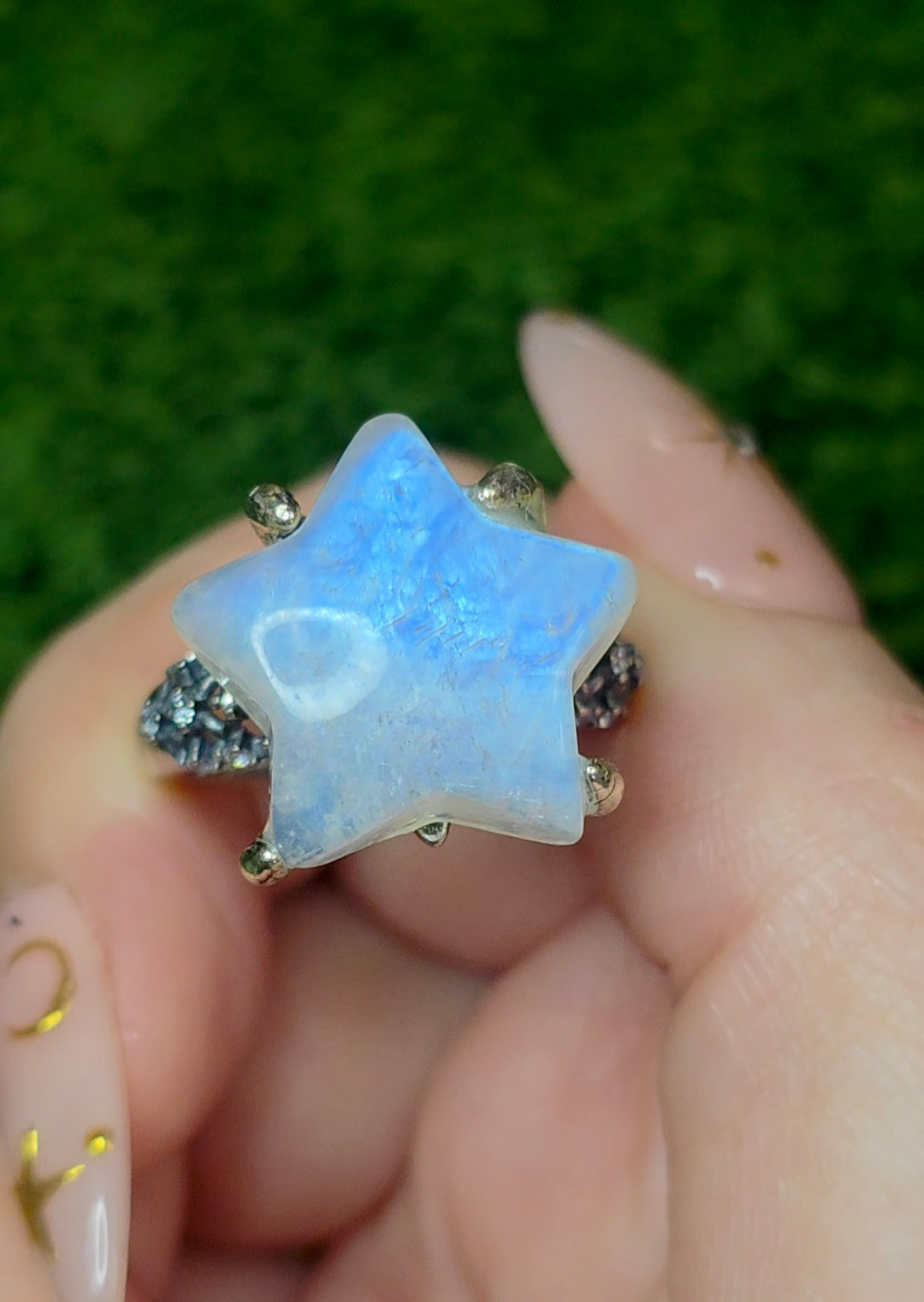 Rainbow Moonstone Star Ring A