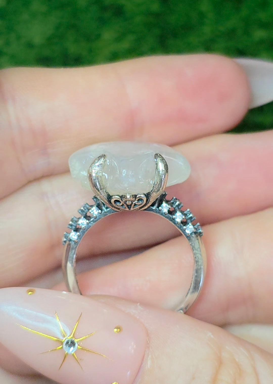 Rainbow Moonstone Star Ring A