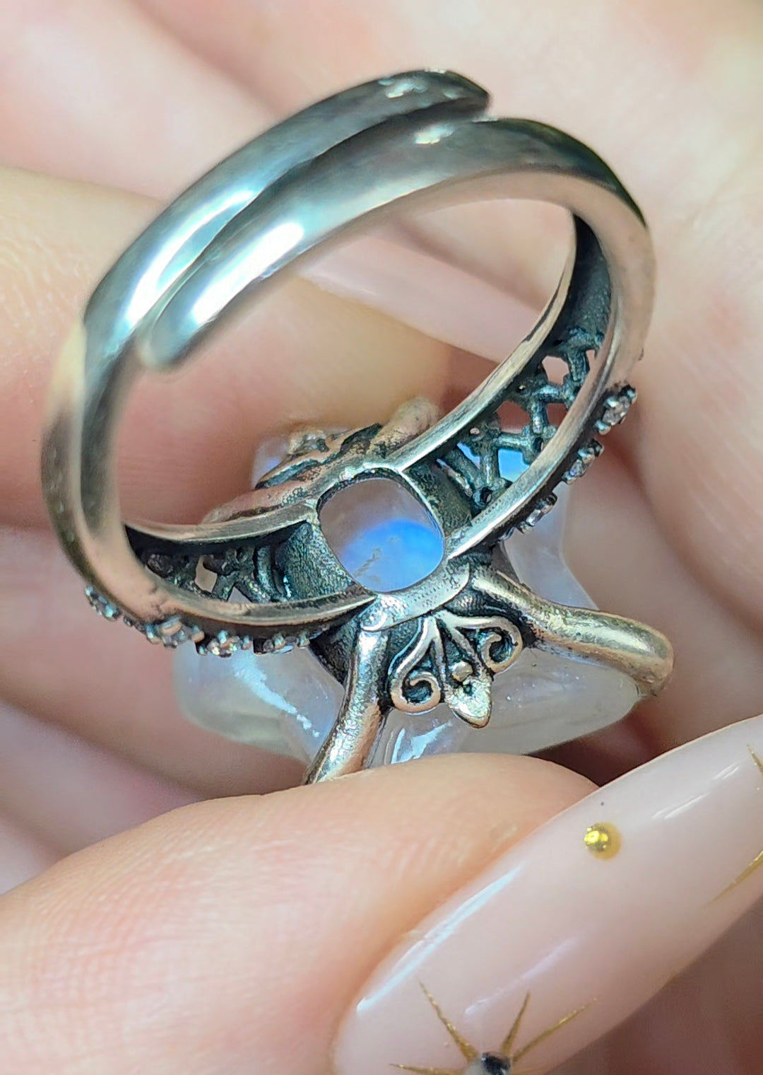 Rainbow Moonstone Star Ring A