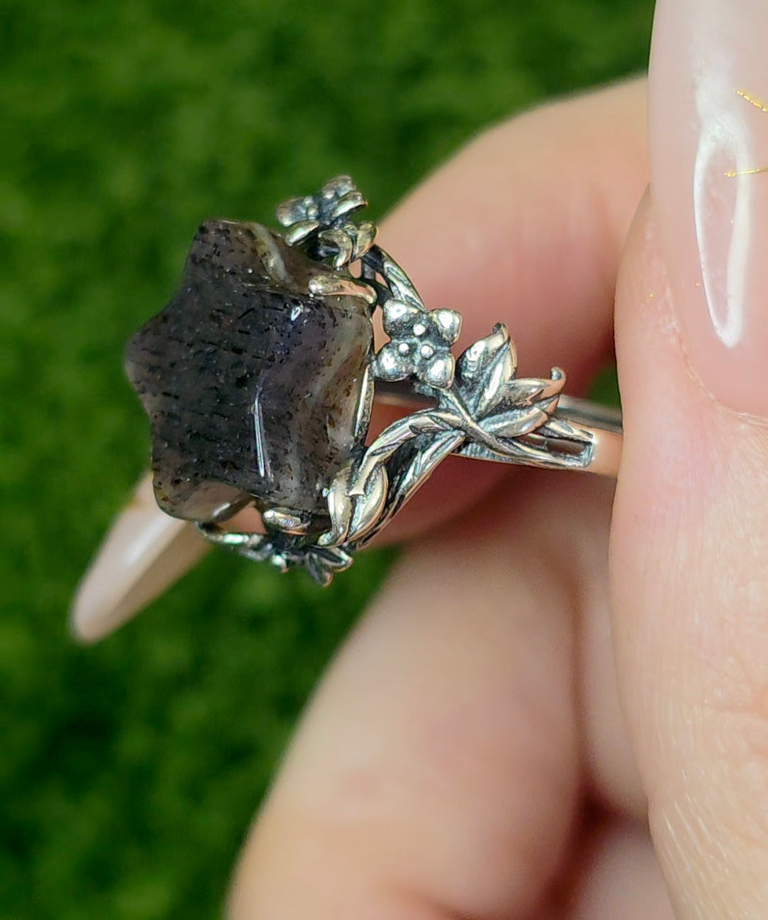 Rainbow Lattice Sunstone Star Ring B
