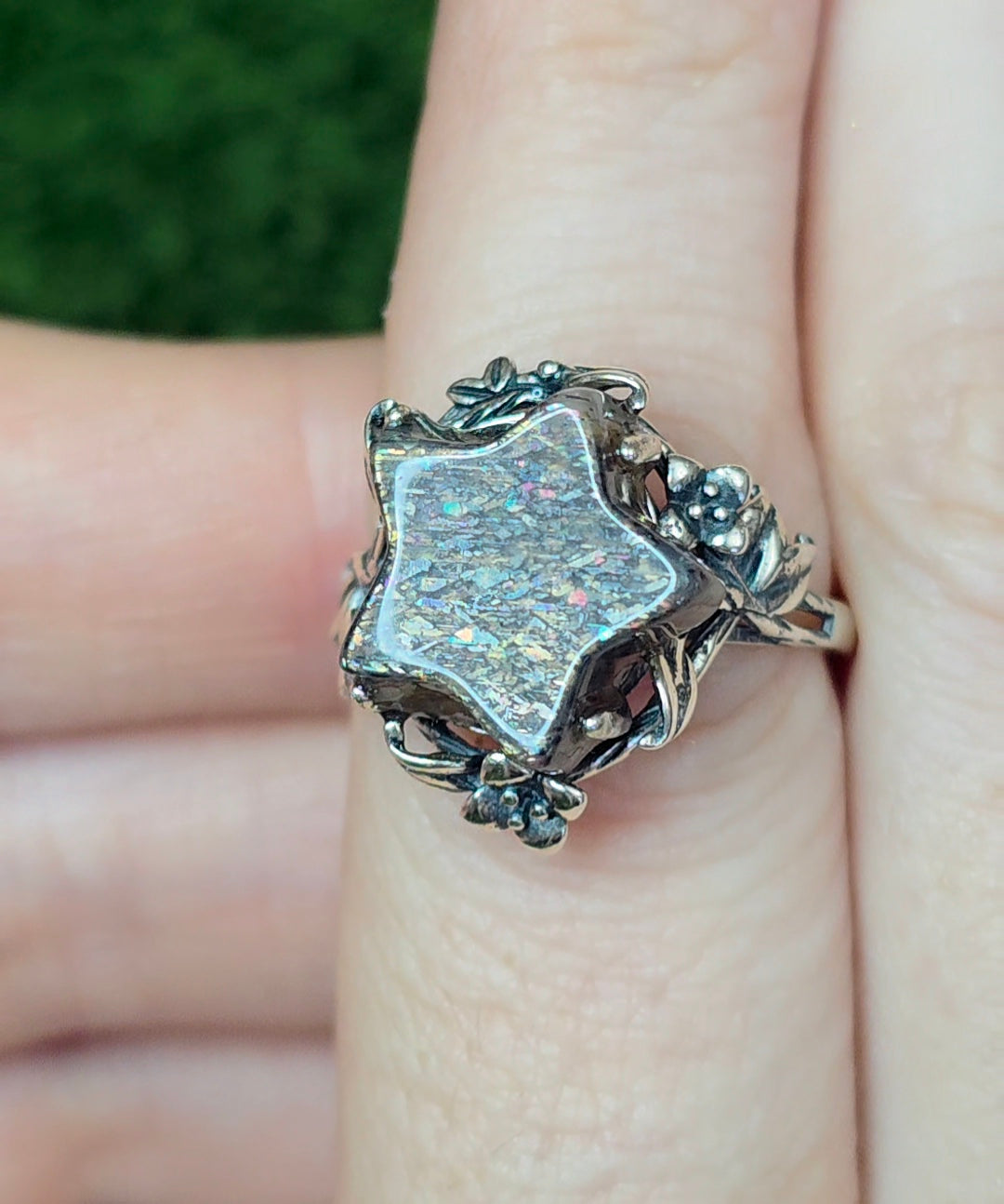 Rainbow Lattice Sunstone Star Ring B