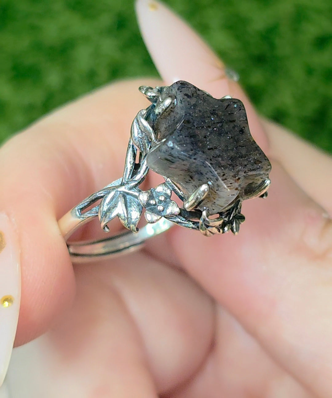 Rainbow Lattice Sunstone Star Ring B