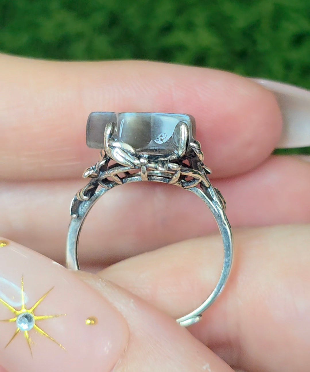 Rainbow Lattice Sunstone Star Ring B