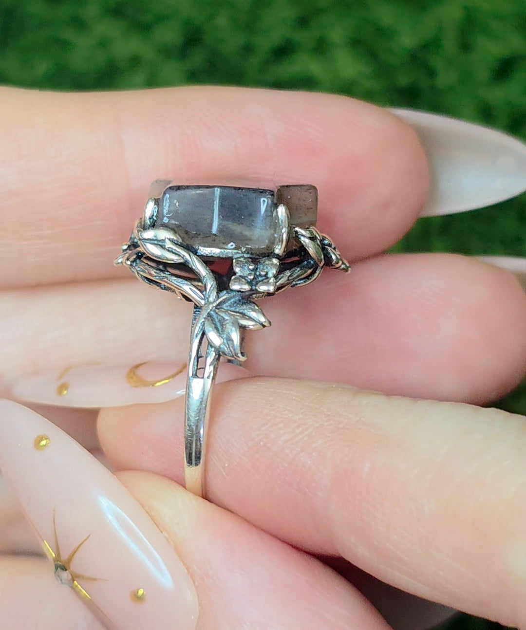 Rainbow Lattice Sunstone Star Ring B