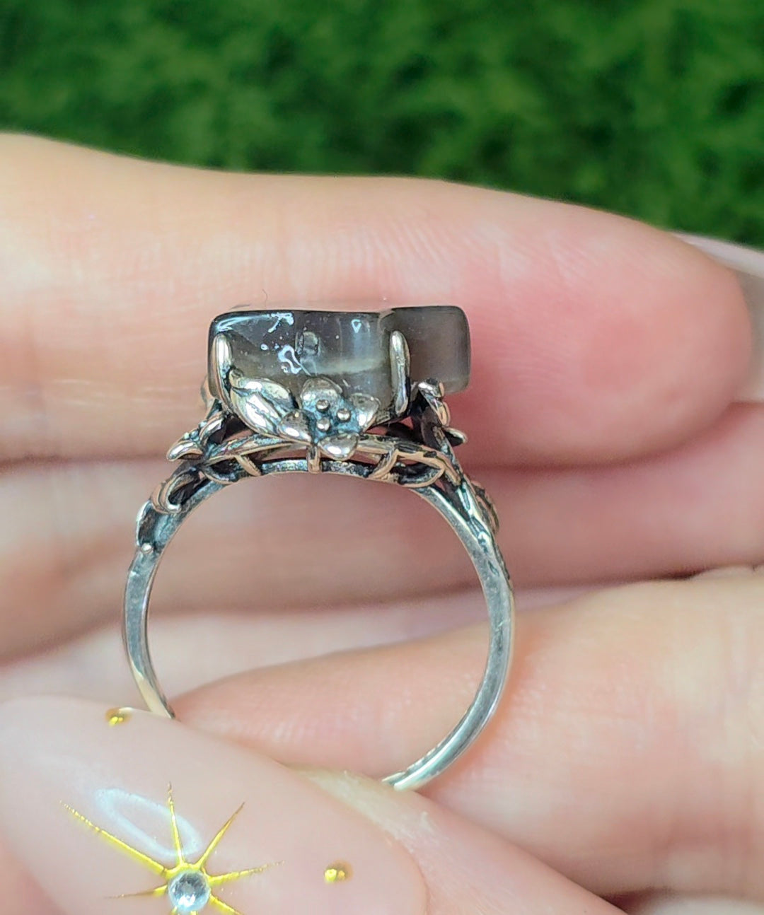 Rainbow Lattice Sunstone Star Ring B