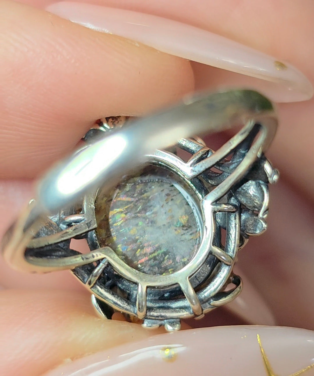 Rainbow Lattice Sunstone Star Ring B