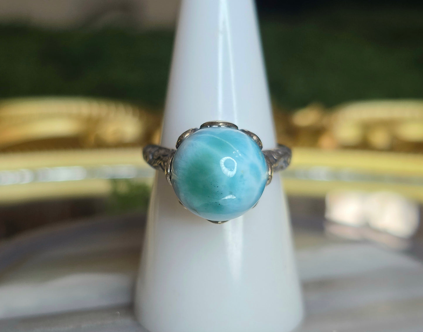 Blue Green Larimar Ring E