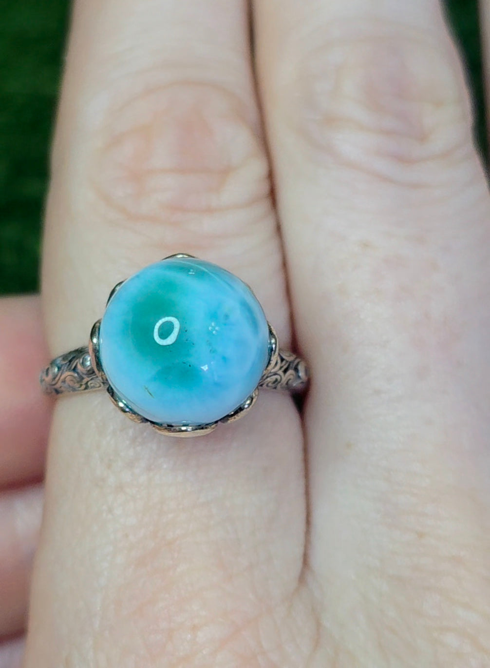 Blue Green Larimar Ring E