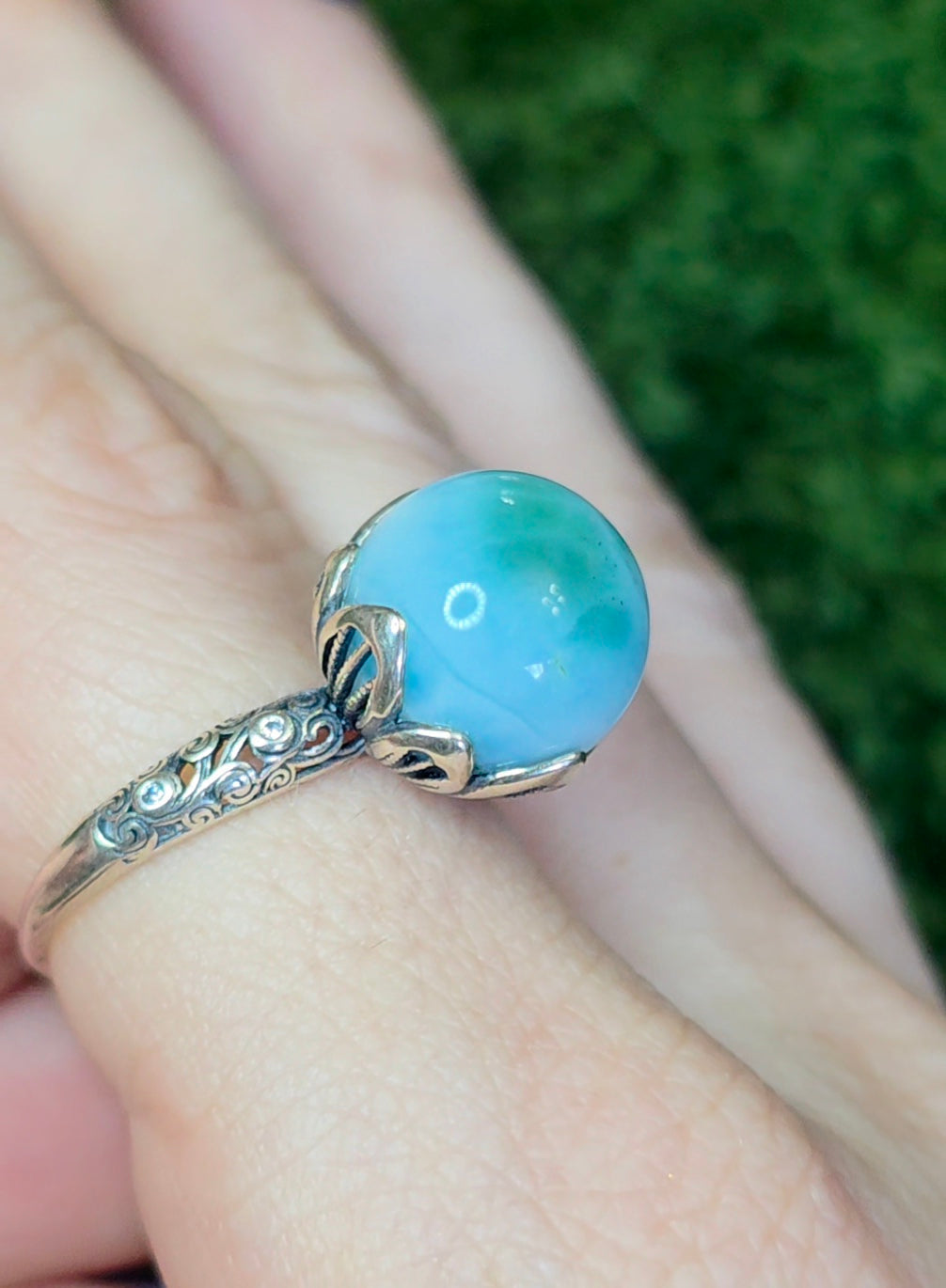 Blue Green Larimar Ring E