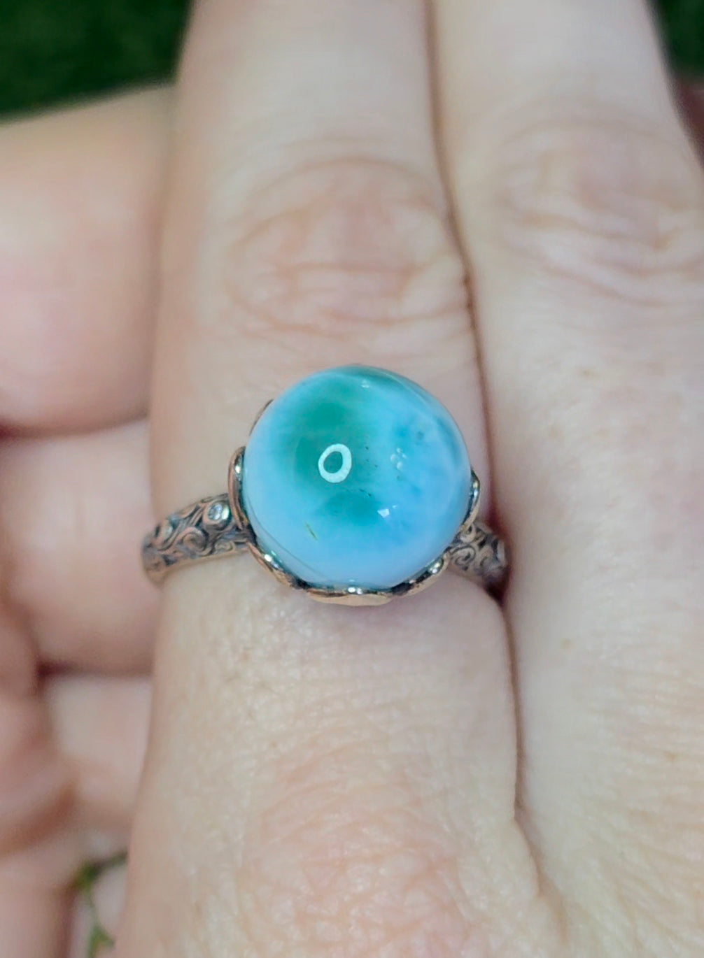 Blue Green Larimar Ring E